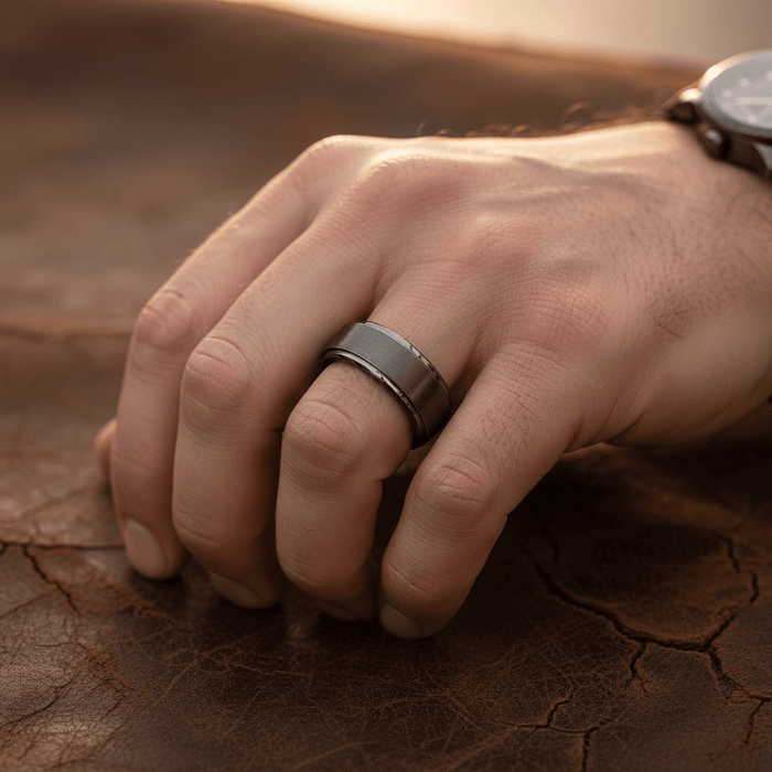 BOUNCER — lifestyle on hand — men's tungsten carbide wedding ring | Aydins Jewelry