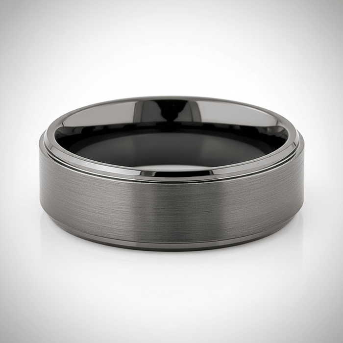 BOUNCER — alternate angle — men's tungsten carbide wedding ring | Aydins Jewelry