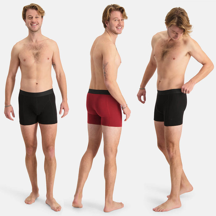Bamboo Basics - Boxershorts Rick  - Bordeaux Rood, Zwart & Zwart