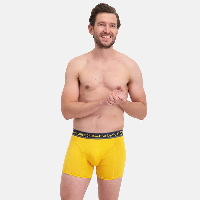 Bamboo Basics - Boxershorts Rico  - Grey Melange, Okergeel & Zwart