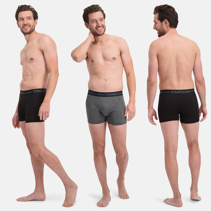Bamboo Basics - Boxershorts Rico  - Zwart, Zwart & Grijs