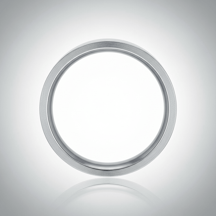 BRAWLER - Center-through axial view - men's tungsten wedding ring.