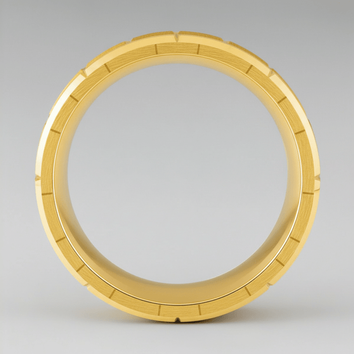 BRICKCRAFT — Center-through axial view — men's tungsten wedding ring.