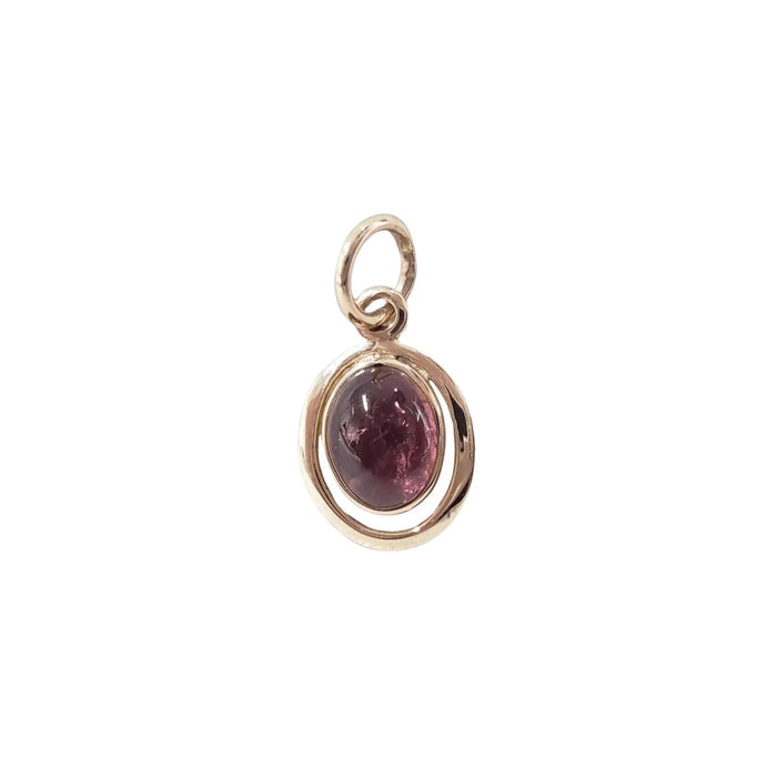 Cabochon Natural Pink Tourmaline 14k Gold Pendant - K Jewelry Accessories