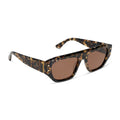 iconica featuring the calla rectangle sunglasses with a tortoise frame and brown polarized lenses angled view