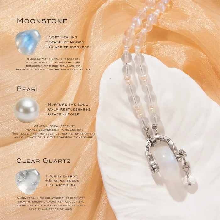 Cancer Moonstone & Pearl Necklace