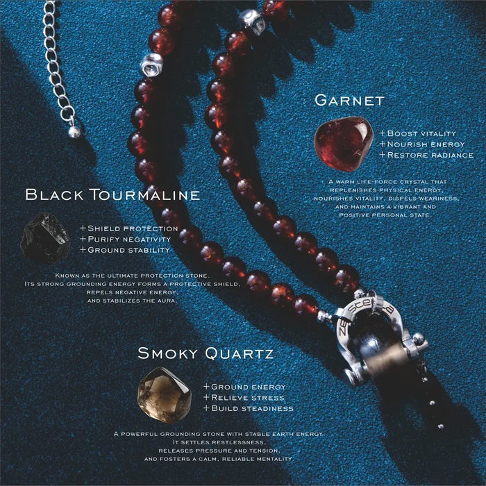 Capricorn Garnet & Smoky Quartz Necklace