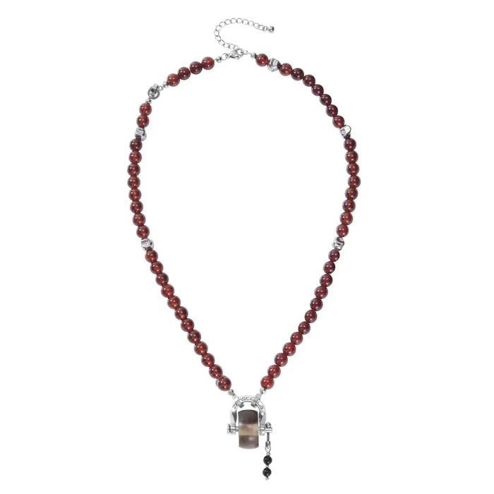 Capricorn Garnet & Smoky Quartz Necklace