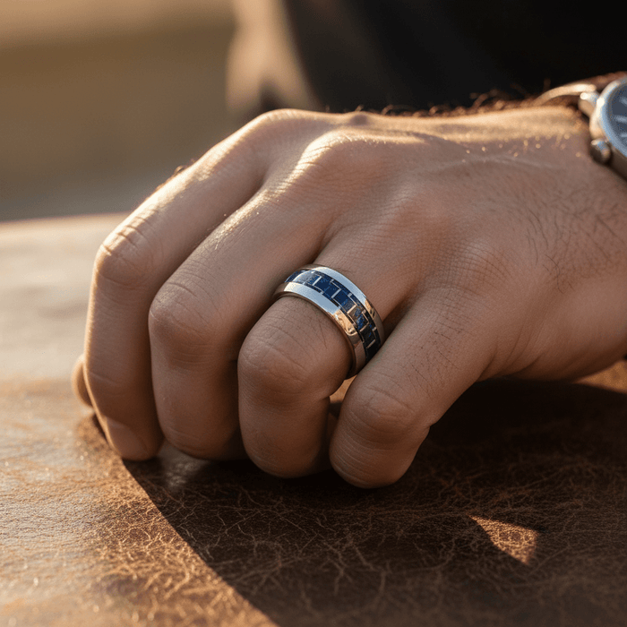 CARBON — lifestyle on hand — men's tungsten carbide wedding ring | Aydins Jewelry