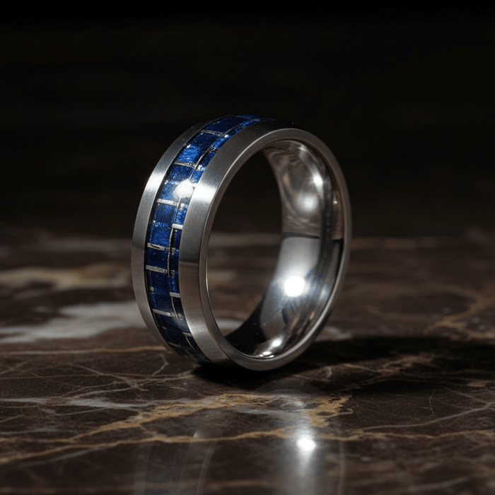 CARBON — detail view — men's tungsten carbide wedding ring | Aydins Jewelry