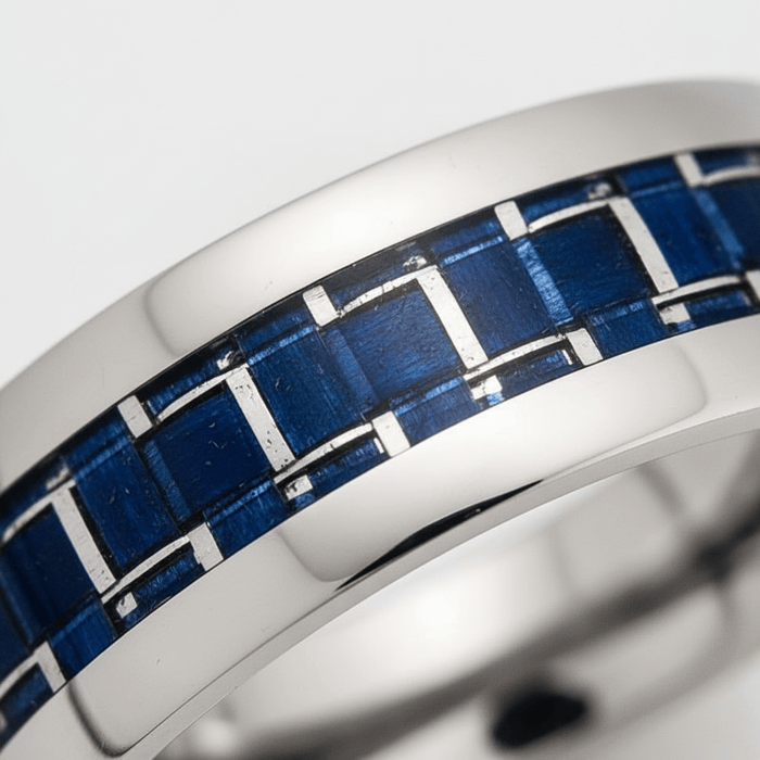 CARBON — close-up detail — men's tungsten carbide wedding ring | Aydins Jewelry