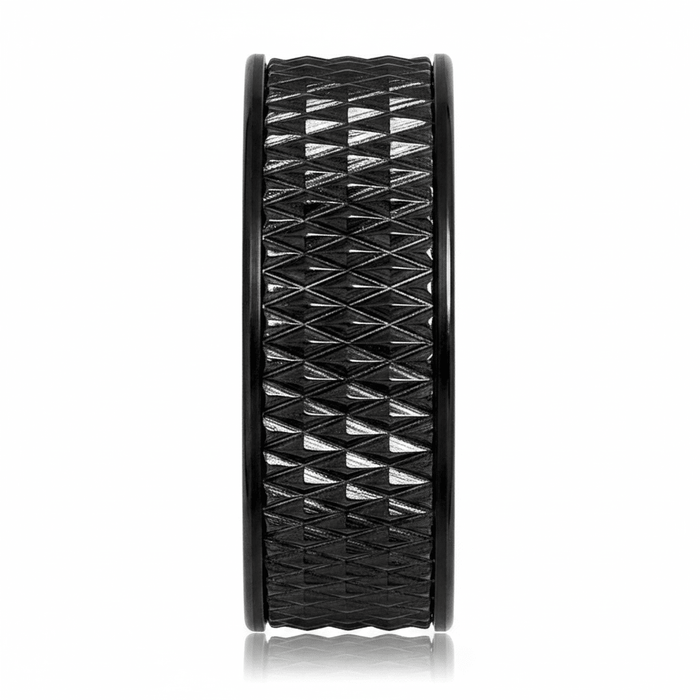 CASSIUS — angled view — men's tungsten carbide wedding ring | Aydins Jewelry