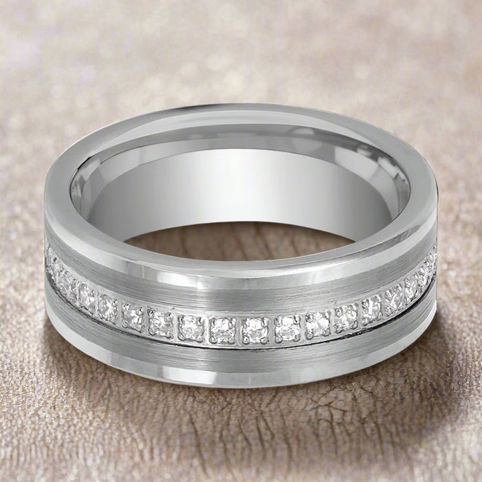 CEPHEUS — detail view — men's tungsten carbide wedding ring | Aydins Jewelry