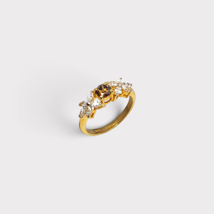 Champagne Zircon Flower Ring - Monis Anas Jewellers