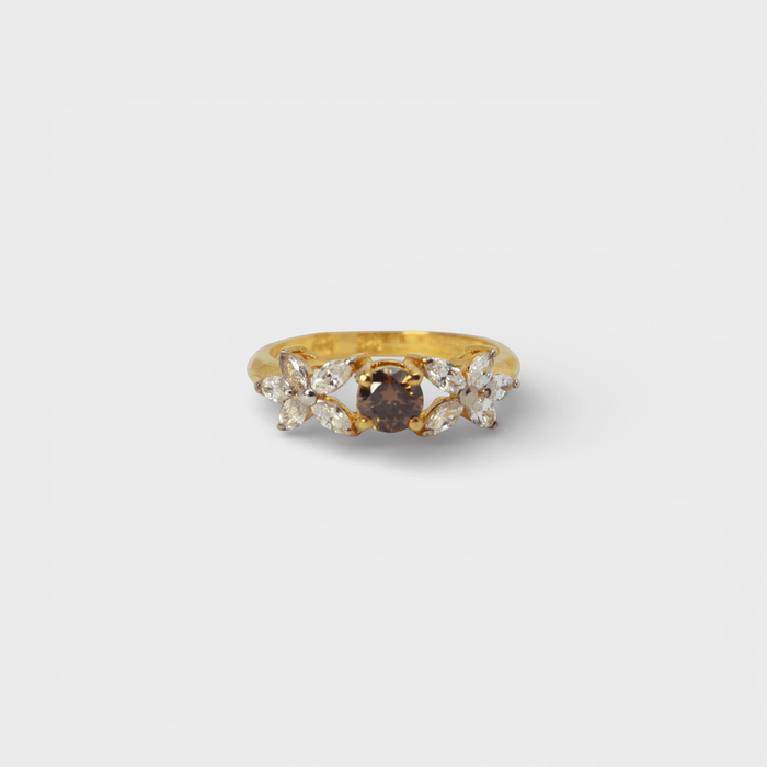 Champagne Zircon Flower Ring - Monis Anas Jewellers