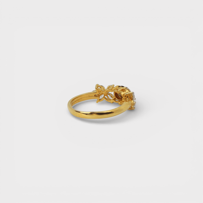 Champagne Zircon Flower Ring - Monis Anas Jewellers