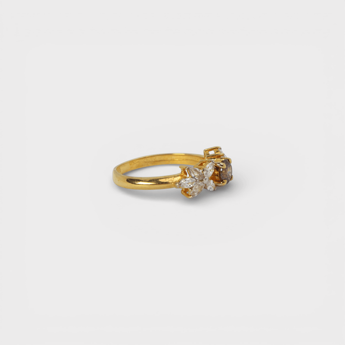 Champagne Zircon Flower Ring - Monis Anas Jewellers