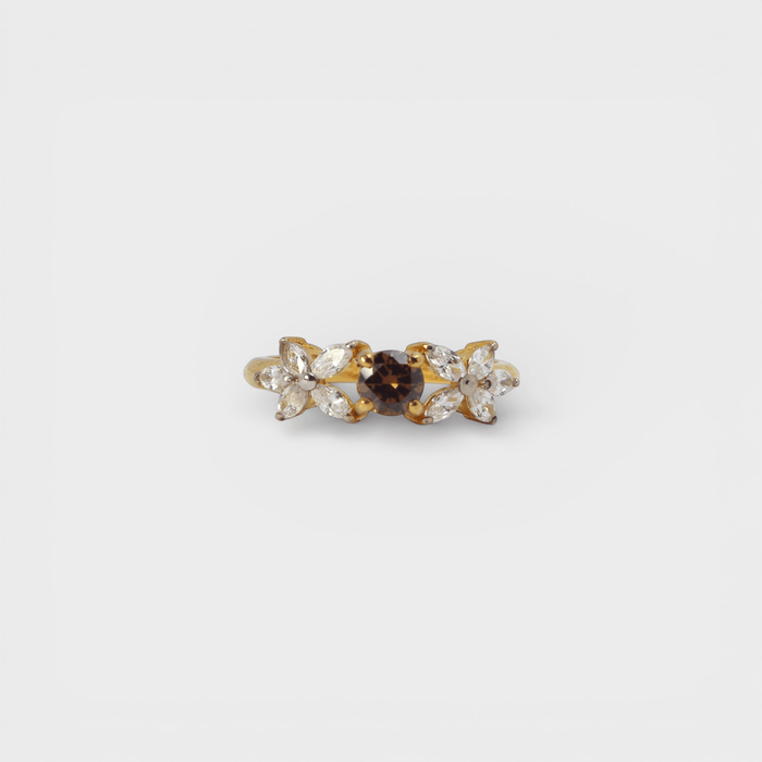 Champagne Zircon Flower Ring - Monis Anas Jewellers