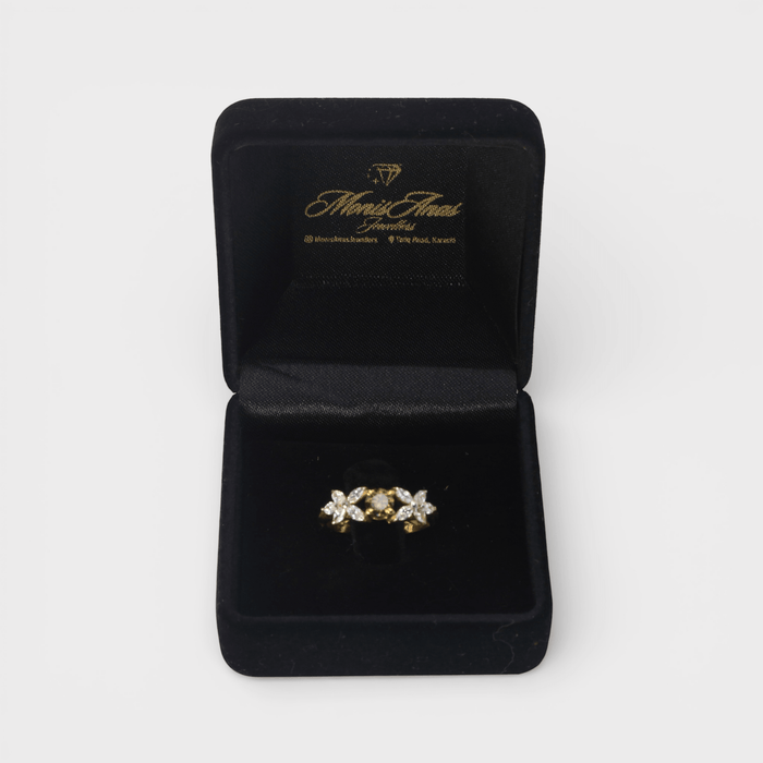 Champagne Zircon Flower Ring - Monis Anas Jewellers