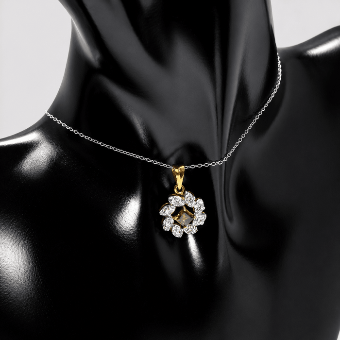 Champagne Zircon Pearl Floral Set – Pendant & Earrings - Monis Anas Jewellers