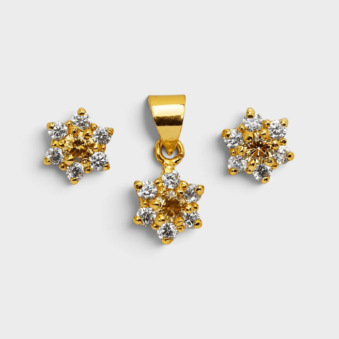 Champagne Zircon Starburst Mini Set - Monis Anas Jewellers