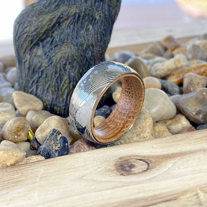 CHIVAS — alternate angle — men's damascus steel wedding ring | Aydins Jewelry