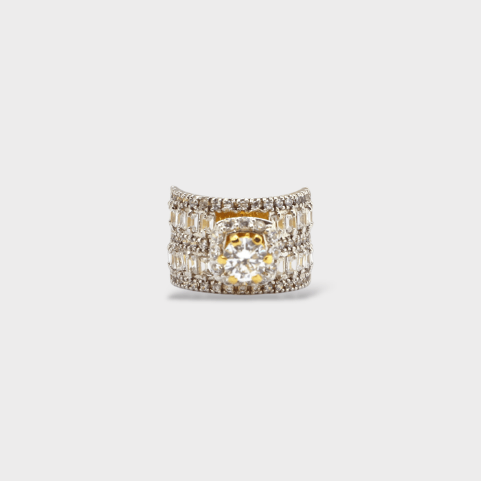 Clear CZ Wide Baguette Cluster Ring - Monis Anas Jewellers