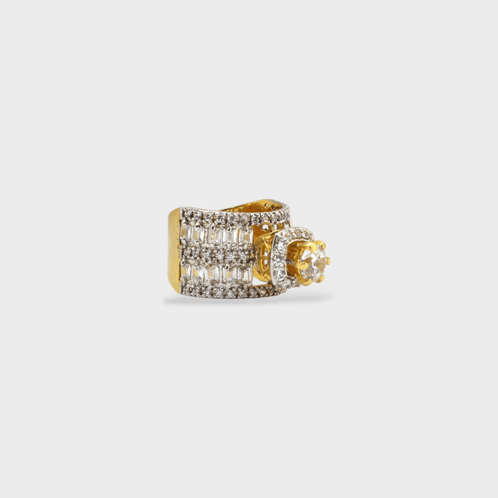 Clear CZ Wide Baguette Cluster Ring - Monis Anas Jewellers