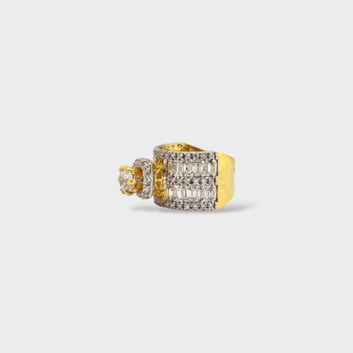 Clear CZ Wide Baguette Cluster Ring - Monis Anas Jewellers