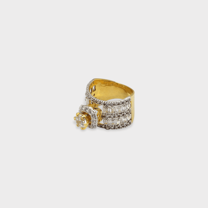Clear CZ Wide Baguette Cluster Ring - Monis Anas Jewellers