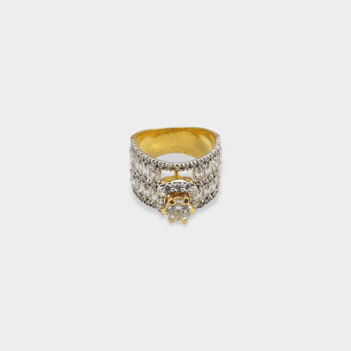 Clear CZ Wide Baguette Cluster Ring - Monis Anas Jewellers
