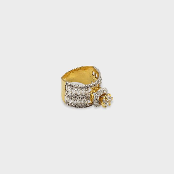 Clear CZ Wide Baguette Cluster Ring - Monis Anas Jewellers