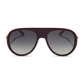 diff eyewear cleo oversized aviator sunglasses with a dark cherry lacquer red frame, gold temples and grey gradient polarized lenses front view