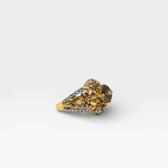 Cognac Filigree Crown Ring - Monis Anas Jewellers