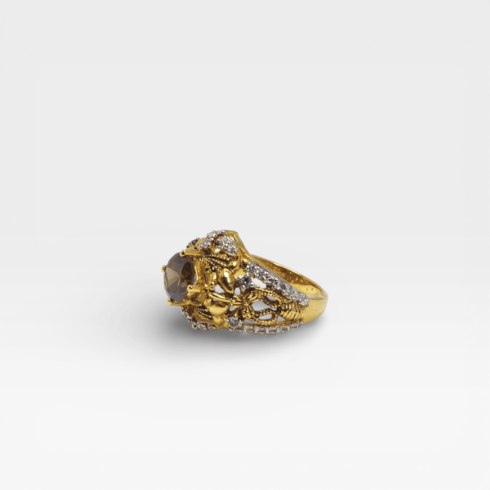 Cognac Filigree Crown Ring - Monis Anas Jewellers