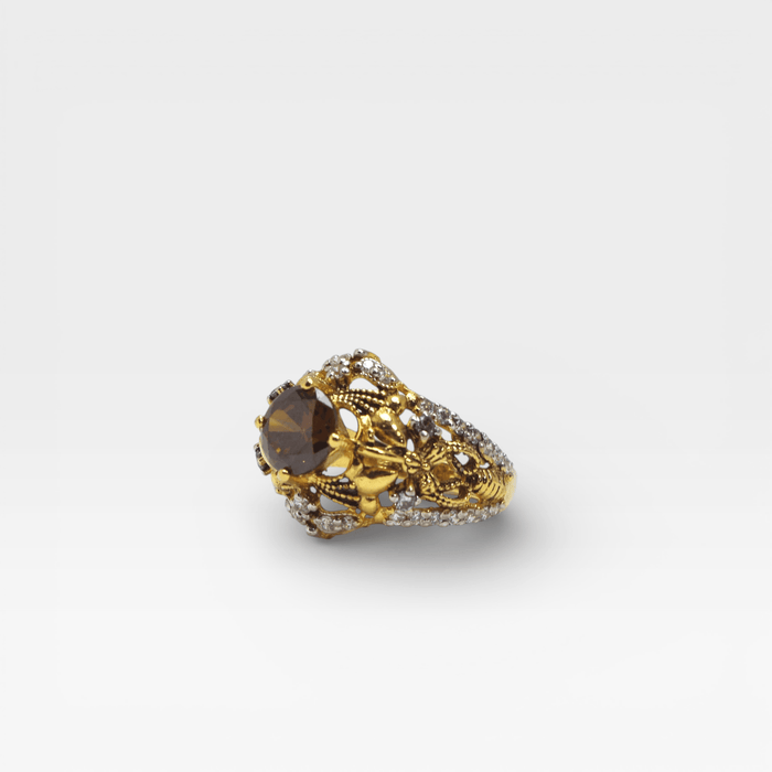 Cognac Filigree Crown Ring - Monis Anas Jewellers
