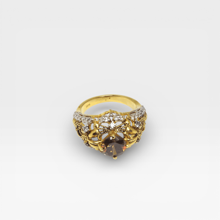 Cognac Filigree Crown Ring - Monis Anas Jewellers