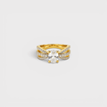 Cognac Zircon Floral Solitaire Ring - Monis Anas Jewellers