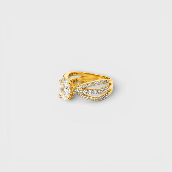 Cognac Zircon Floral Solitaire Ring - Monis Anas Jewellers