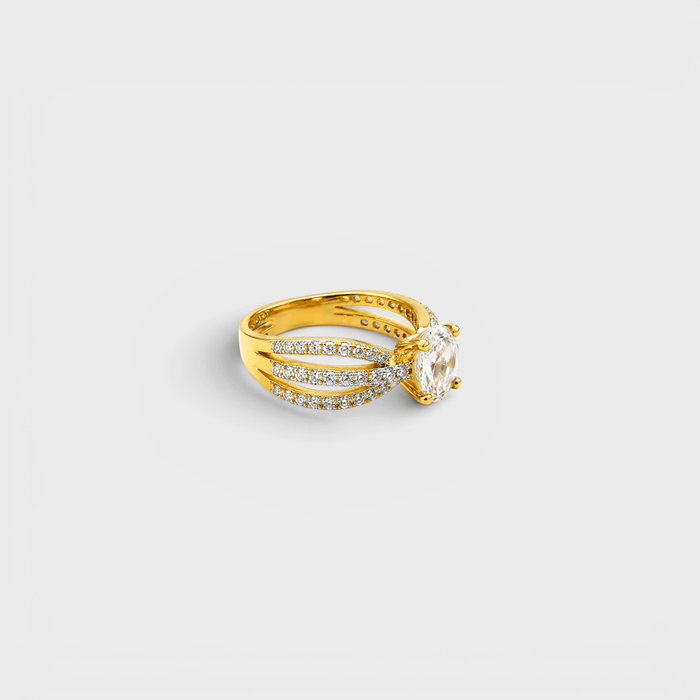 Cognac Zircon Floral Solitaire Ring - Monis Anas Jewellers