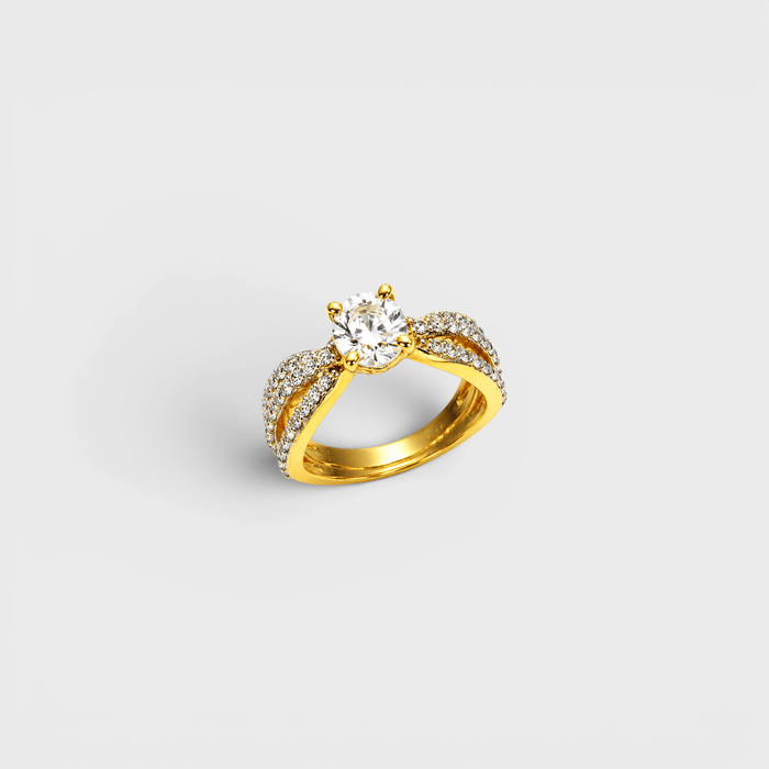 Cognac Zircon Floral Solitaire Ring - Monis Anas Jewellers