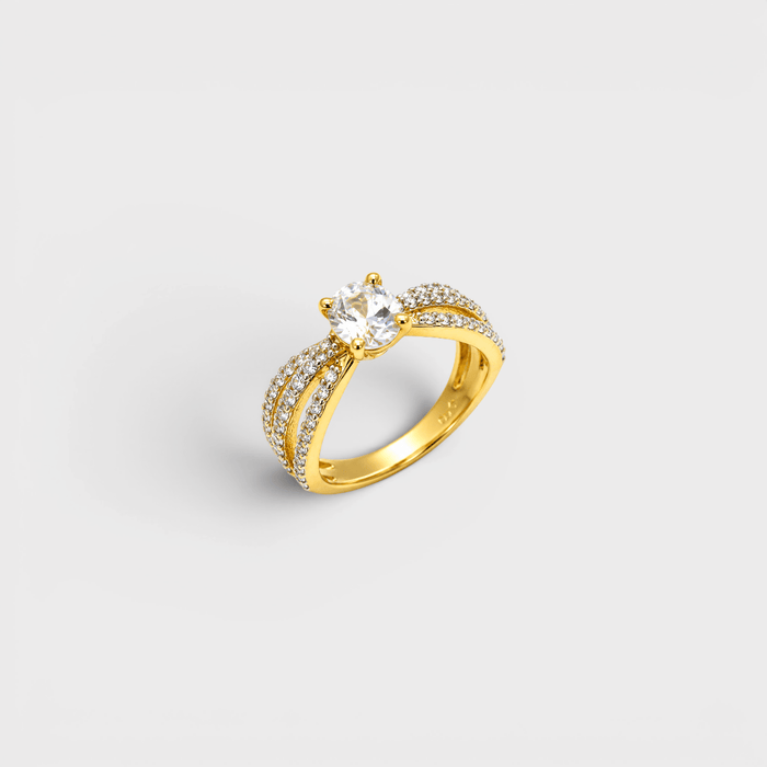 Cognac Zircon Floral Solitaire Ring - Monis Anas Jewellers
