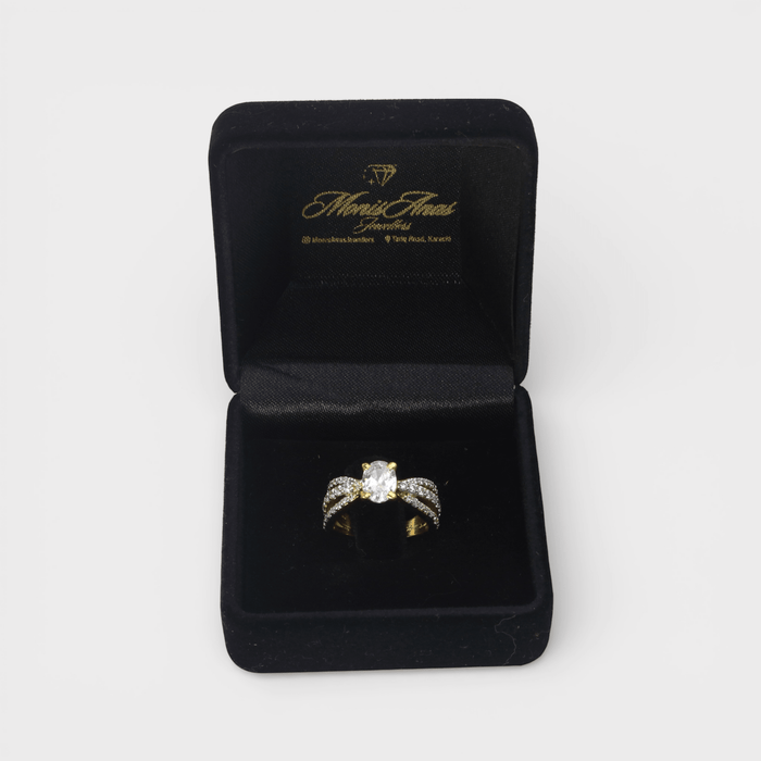 Cognac Zircon Floral Solitaire Ring - Monis Anas Jewellers