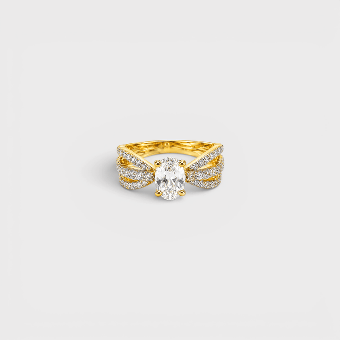 Cognac Zircon Floral Solitaire Ring - Monis Anas Jewellers