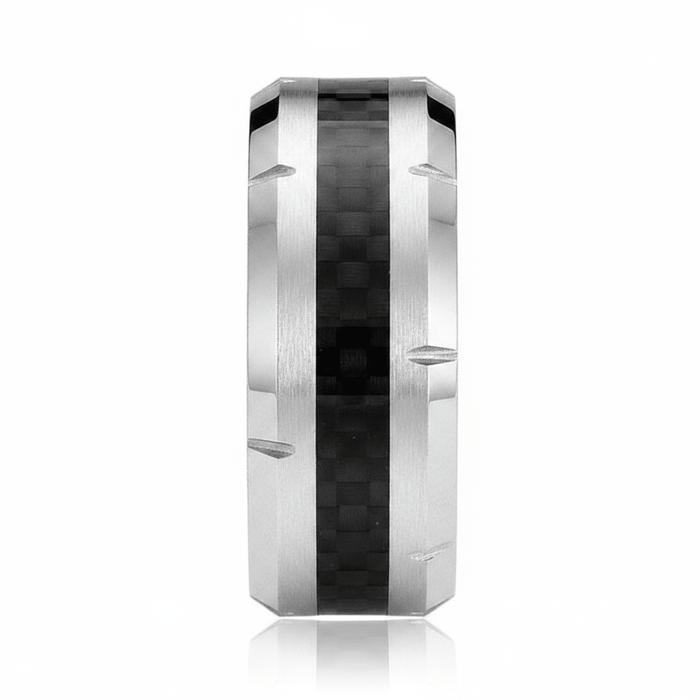 COLOSSAL — angled view — men's tungsten carbide wedding ring | Aydins Jewelry
