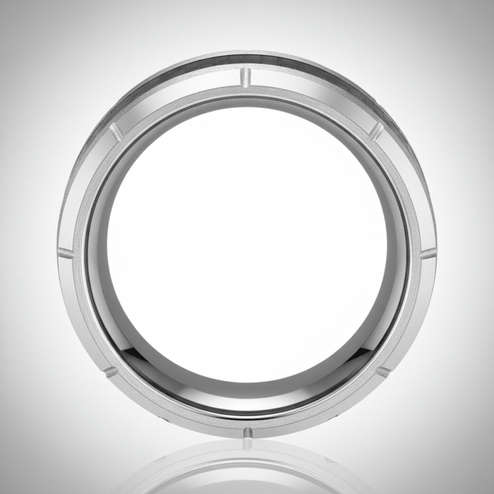 COLOSSAL — alternate angle — men's tungsten carbide wedding ring | Aydins Jewelry