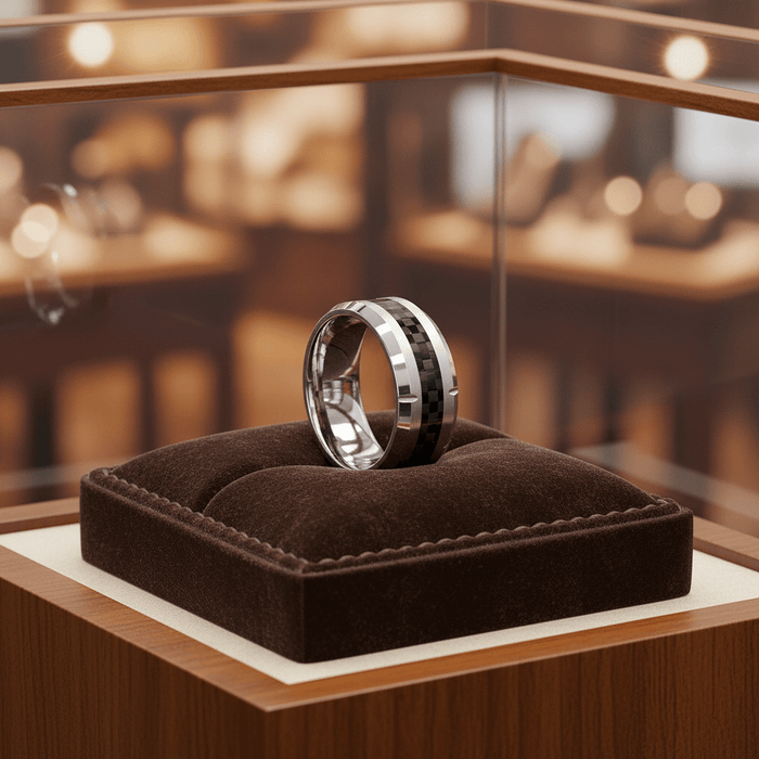 COLOSSAL — display shot — men's tungsten carbide wedding ring | Aydins Jewelry