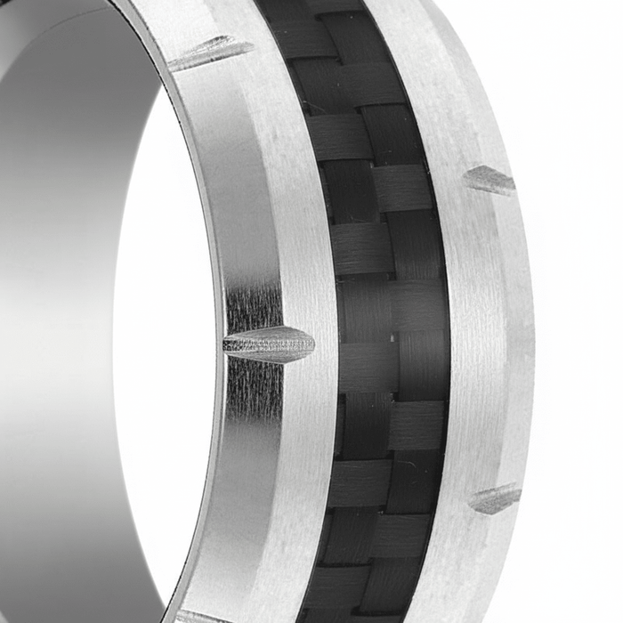 COLOSSAL — close-up detail — men's tungsten carbide wedding ring | Aydins Jewelry