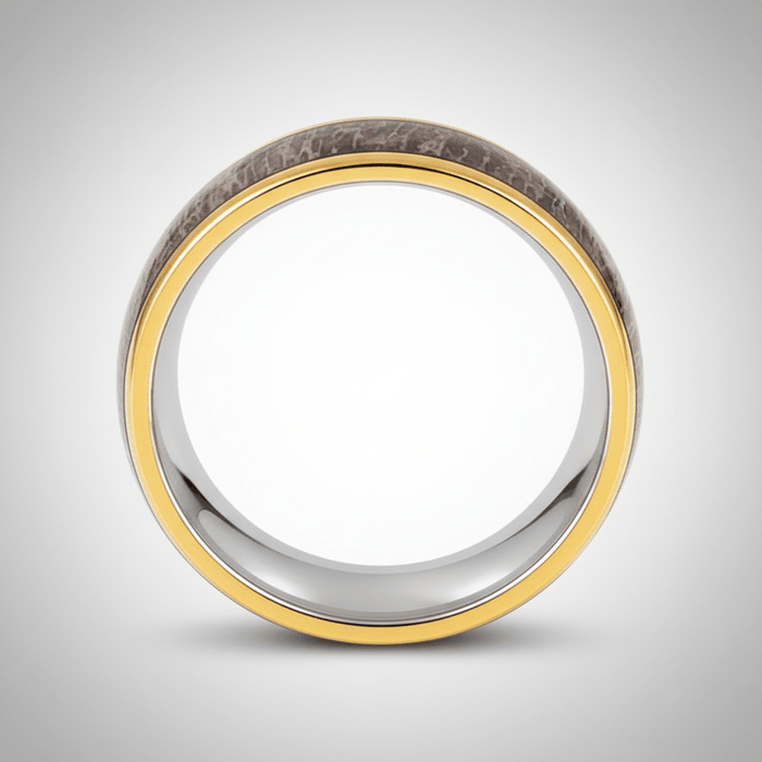 COLUMBA — Center-through axial view — men's tungsten wedding ring.