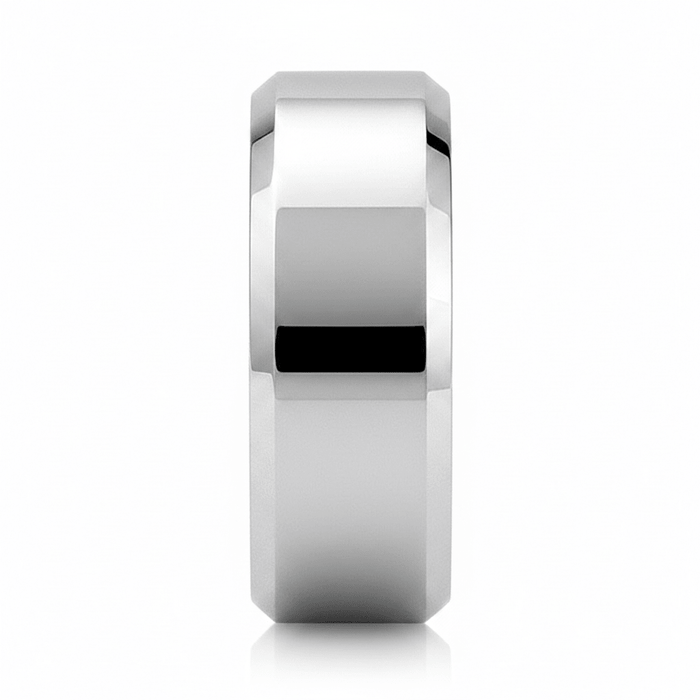 COOPER — Front-facing straight-on view — men's tungsten wedding ring.